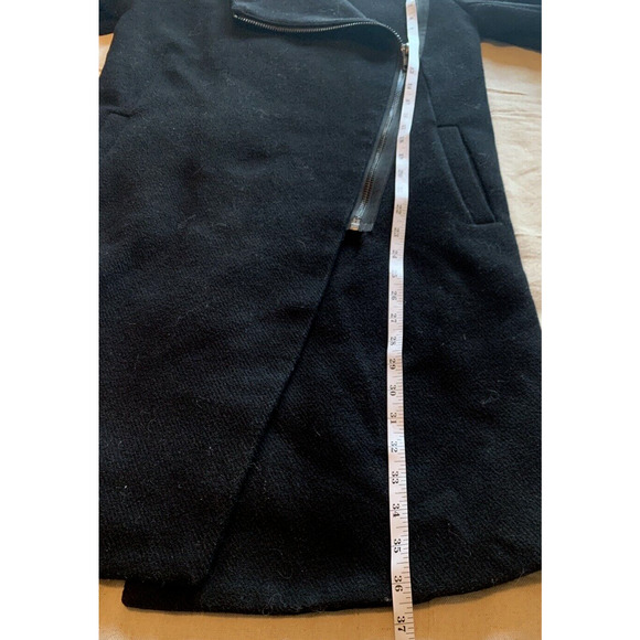 H&M Divided Jacket Womens Size 2 Black Wool Blend Overcoat Long Modern Peacoat - Picture 15 of 16